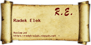 Radek Elek névjegykártya